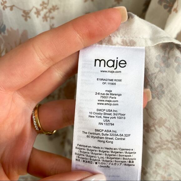 NWT Maje Rose Ragtime‎ Floral Off The Shoulder Sleeveless Dress - Picture 5 of 7